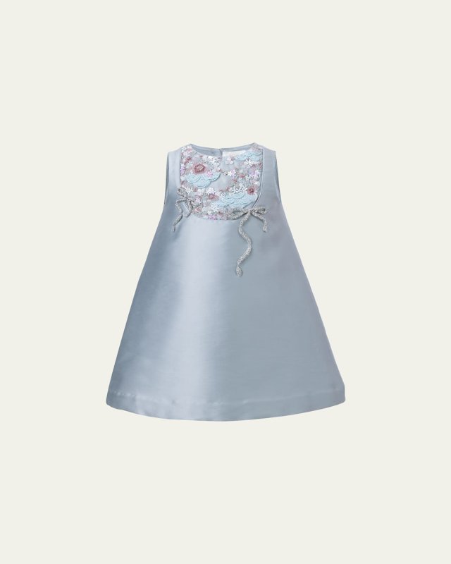 Girl's Seraphine Embellished Crystal Bow Mini Dress, Size 6-